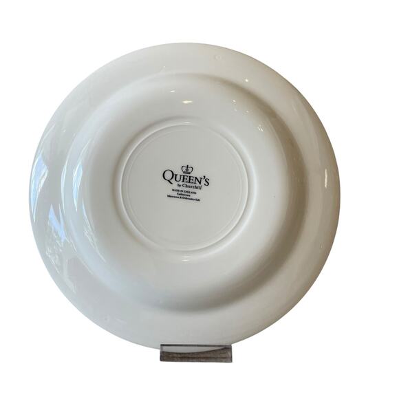 Queen's England WILLOW ROSA Porcelain Dinner Plates 10in Red White Set of 4 New - Picture 9 of 15